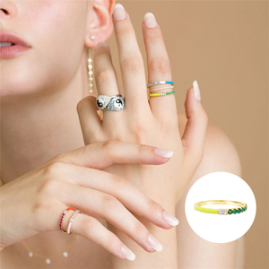 CANNER Simple Ins Single Row Diamond Drop Oil Enamel Stacking <b>Couple</b> Gift Girls <b>Ring</b> - Product Image 5