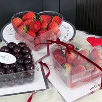 Boîte cadeau transparente en forme de cœur pour la Saint-Valentin, adaptée aux aliments, pour cerises et fraises, avec couvercle, emballage haut de gamme