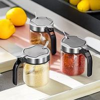 M Dropshipping INest LH-006 Pot à épices minimaliste avec cuillère, boîte à épices en verre scellée anti-humidité, en stock