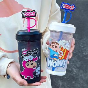 แก้วน้ำลายเครยอนชินจัง 500 มล. แก้วน้ำพกพาสำหรับเด็กและนักเรียน พร้อมฝาและหลอด - Product Image 4