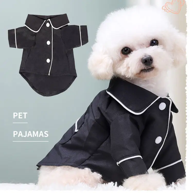 豪華なペット服夏の小さな4本足のマッチングプリント犬のパジャマ
