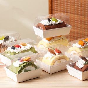 Cake Roll Packaging Box - Swiss <strong>Dream</strong> Roll Transparent Individual Packaging Box for Baking - Cut Into Pieces Small Cake - Product Image 2
