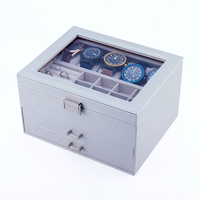 Rts Lederen Witte Afsluitbare Juwelendoos Organizer Met Spiegel Sieraden Dozen En Sieraden Organizer Horloge Oorbellen En Ringen Doos Tr