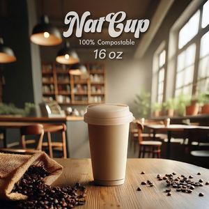 Gobelet à café biodégradable et écologique avec impression de logo personnalisé, avec couvercle et réutilisable - Product Image 3