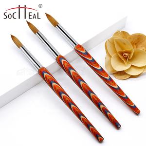 Pincel acrílico Kolinsky <span class=keywords><strong>con</strong></span> mango de patrón de madera, pluma de cristal de cabeza redonda <span class=keywords><strong>con</strong></span> caja, cepillo 3D para flor tallada, novedad de <span class=keywords><strong>2022</strong></span> - Product Image 4