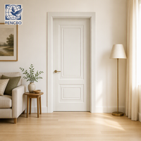 Porte de chambre en WPC blanc nacré avec panneau à double ligne en relief pour projets de villas, chambres, bureaux et salles d'étude