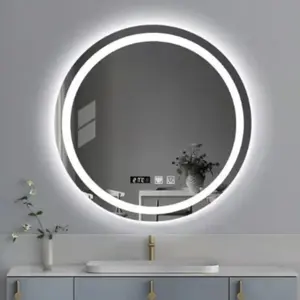 مرايا حديثة بإضاءة للجدران للتجميل ديكور حمام مرآة LED ذكية بشاشة تعمل باللمس لشقة فندقية