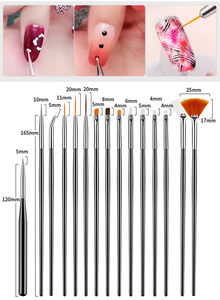 Kit de 36 outils de nail art professionnel pour salon, avec stylo de pointillage diamant et stylo de dessin à poils synthétiques, adapté aux débutants - Product Image 6