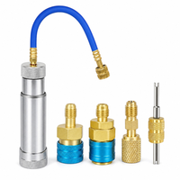 Kit professionnel d'injection de teinture pour huiles HVAC avec adaptateurs d'injecteur métalliques et outil de démontage de valve