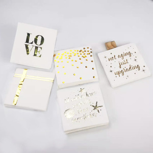 HANLIN Gold Stamped Printed Napkins 250mm Square 3 Ply For Weddings Valentine'S Day - Product Image 4