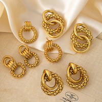 Boucles d'oreilles surdimensionnées plaquées or 18 carats EH159, boucles d'oreilles en acier inoxydable, bijoux d'oreille tendance pour femmes, mode de luxe