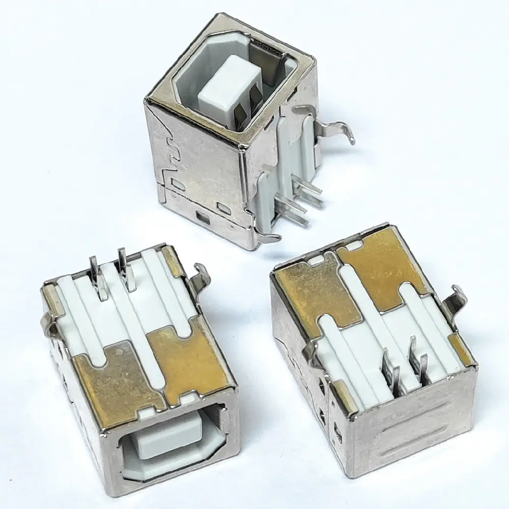 Haakse 4 Pins Usb Type B Jack Door Gat Connector Usb Socket