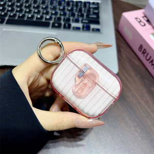 Étui pour écouteurs Apple Airpods Pro 3 avec motif de valise à rayures ondulées et boucle de verrouillage - Product Image 3