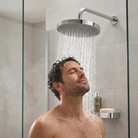 Leelongs Pommeau de douche de salle de bain suspendu 25CM, buses en silicone, finition chromée, grand rond, effet pluie, accessoire de salle de bain