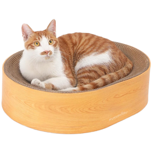 <span class=keywords><strong>FUKUMARU</strong></span> Classique Écologique Chat Scratcher Carton Salon Lit 2-en-1 Scratch Pad Ovale Intérieur Durable Salon Toutes Saisons - Product Image 1