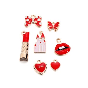 Pendentif en alliage thème rouge, formes variées, pour la fabrication de colliers, apprêts de bijoux en fer émaillé - Product Image 3
