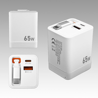 Câble rétractable double port Type-C GAN Chargeur mural à charge rapide 65W PD Block USB C Low quantité minimale de commande pour Samsung pour Xiaomi Laptop
