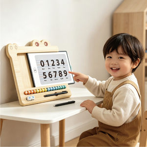 Jouet éducatif pour enfants <span class=keywords><strong>en</strong></span> bois, <span class=keywords><strong>crocodile</strong></span> 2-<span class=keywords><strong>en</strong></span>-1 avec écran LCD, tablette d'écriture et de <span class=keywords><strong>dessin</strong></span>, et jeu d'échecs volant - Product Image 3