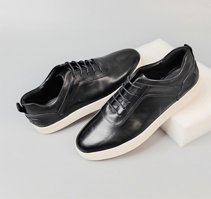 <span class=keywords><strong>Scarpe</strong></span> da ginnastica casual alla moda per giovani, stringate, taglie grandi, nere, da skateboard, in vera pelle bovina, piatte, da uomo - Product Image 5