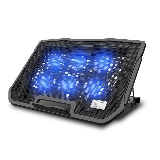 NUOXI Adjustable 6 Quiet Fans Aluminum & Plastic Laptop Cooling Pad with 2 USB Ports & Speed Controller up 17'' Inch Black Stock