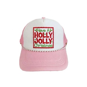 Sombrero de camionero Christmas Holly Jolly con <span class=keywords><strong>HOHOHO</strong></span> bordado y Merry Christmas Company para regalo de parche de tela de lista de novio - Product Image 3