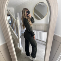 Ensemble deux pièces décontracté et tendance pour femme : crop top zippé à manches longues et pantalon de jogging avec cordon de serrage – Vente en gros