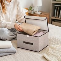 Boîtes de rangement en tissu pliables et empilables de petite et moyenne taille avec couvercles pour l'organisation des vêtements dans le placard
