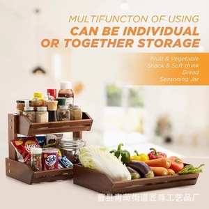 Wooden Multi Layer Fruit Vegetable Rack <b>Kitchen</b> Storage Organizer High Capacity Rectangle Design For Spice And Bread - Product Image 5