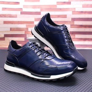 Sneakers Oxford da <span class=keywords><strong>Uomo</strong></span> di Alta Gamma Italiane in Pelle di Vitello Scarpe Sportive con Suola Antiscivolo Design Estivo Stringato Casual da Ufficio e Matrimonio - Product Image 3