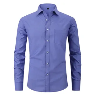 Cross-border estiramento camisa de manga longa xadrez impresso business casual camisa para homens