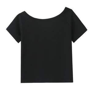 Runqi Conjunto Casual Transpirable de Punto de Color Sólido con Hombros Descubiertos y Manga Corta para Mujer N9191 - Product Image 1