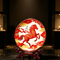 Assiette en porcelaine fine de haute qualité, nouveau style chinois, motif cheval, lavable, durable, élégante, décoration d'intérieur, vaisselle RED LEAF CERAMICS