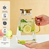 Carafe à eau froide en verre 67oz de forme carrée avec couvercle - Carafe à jus en borosilicate haute résistance à la chaleur pour café