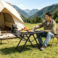 Table de camping pliable à montage rapide, en acier carbone épaissi, imperméable, multifonctionnelle, pour le camping en famille