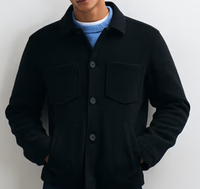 Veste surchemise vintage en laine pour homme avec col montant et doublure en cachemire
