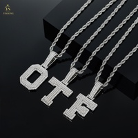 Collier en argent 925 avec pendentif personnalisé en moissanite, initiale en majuscule, pendentif de nom unisexe, bijoux personnalisés