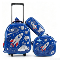 Nouvel ensemble de sacs à roulettes scolaires 3D de 12 pouces, 3 pièces, pour enfants, avec trousse et boîte à lunch, pour filles et garçons