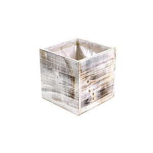 Maceta <span class=keywords><strong>de</strong></span> madera cuadrada pequeña Shabby Chic antigua personalizada, maceta <span class=keywords><strong>de</strong></span> madera <span class=keywords><strong>de</strong></span> 15cm <span class=keywords><strong>para</strong></span> plantas suculentas, flores <span class=keywords><strong>de</strong></span> jardín, gris y blanco - Product Image 1
