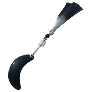 Herramienta Gua Sha Multifuncional de Obsidiana Negra con Borla de Mariposa, Masajeador Facial de Piedra Natural y Colgante Decorativo - Product Image 4