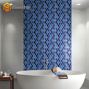 Phòng Tắm Sang Trọng Gốm Ốp Tường Khảm Màu Xanh Tráng Men Gốm Hình Dạng Lá Gạch Mosaic Cho Phòng Tắm - Product Image 4