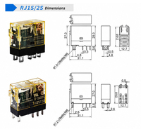Relais de puissance ultra-mince RJ1S 12A / RJ2S 8A de haute qualité avec indicateur LED DPDT 2C/O 8 broches à montage sur socle pour machines d'automatisation
