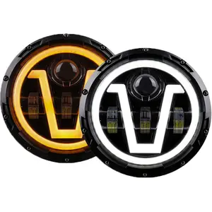 Accessoires de voiture Qidewin 65w 7 pouces phare led rond h4 7 pouces phares led pour jeeps voiture tout-terrain