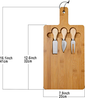 Plateau à fromage en bambou avec couteaux, lames en acier inoxydable, logo personnalisé, plateau de service écologique en bois pour charcuterie, réversible