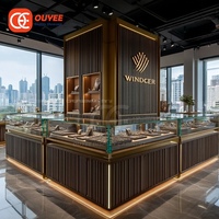 Vitrine de présentation de bijoux en verre trempé sur mesure pour îlot, comptoir de magasin et centre commercial