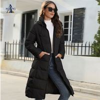 Manteau d'hiver pour femmes, mi-long, à capuche, rembourré en coton, coupe ajustée, chaud, décontracté