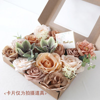 Fleurs artificielles en boîte pour salle de mariage Bouquet de mariée et cadeau d'anniversaire de Noël DIY Design floral fait à la main
