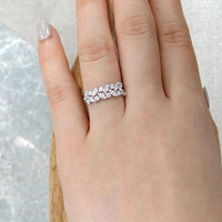 Marquise CZ Buğday Başaklı Küme Yüzük, Kadınlar için, 5mm, Beyaz Altın Kaplama Pirinç Zeytin Dalı Figürlü Yüzük