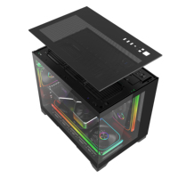 Boîtier PC de jeu ATX Mid Tower avec panneau en verre trempé amovible, bande RGB, blanc, pour ordinateur de bureau, refroidissement du processeur