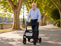 Déambulateur avec siège, hauteur 59 cm, roues avant de 12 pouces, capacité de charge de 136 kg, pliable, 4 roues, OEM ODM CE UKCA ISO 13485