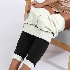 Collants épais à bout ouvert leggings pour femmes collants chauds noirs d'hiver collants doublés en polaire <span class=keywords><strong>thermique</strong></span> taille haute pour femmes vente en gros - Product Image 1